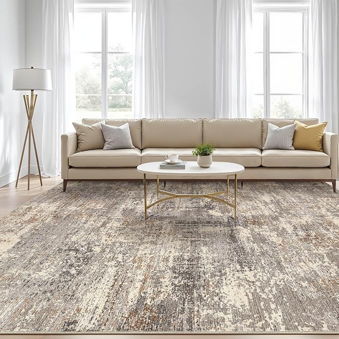 LOONGRUG 6x9 Area Rugs Washable Neutral Modern Living Room Rug Brown Black | - Image 4