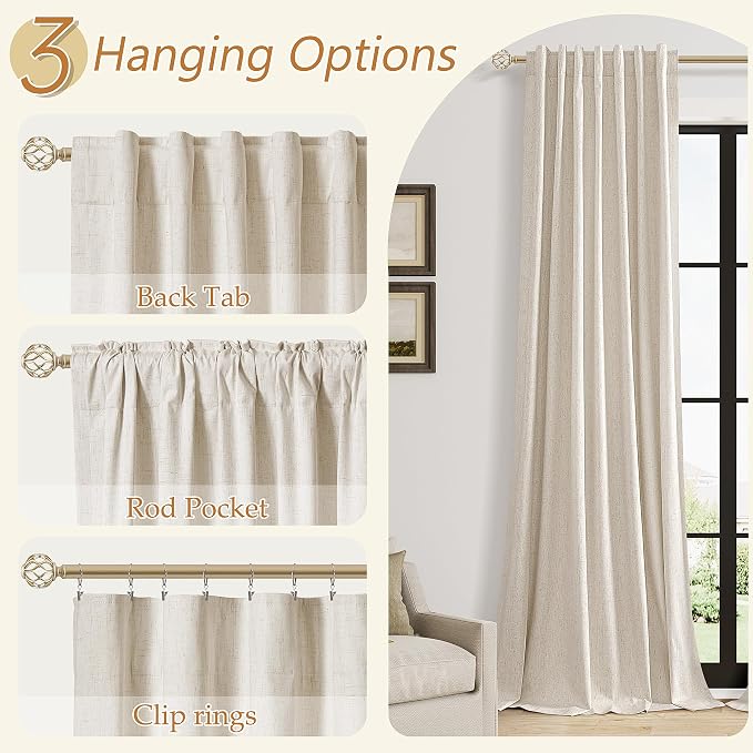 Extra Long 100% Blackout Linen Curtains - Image 6