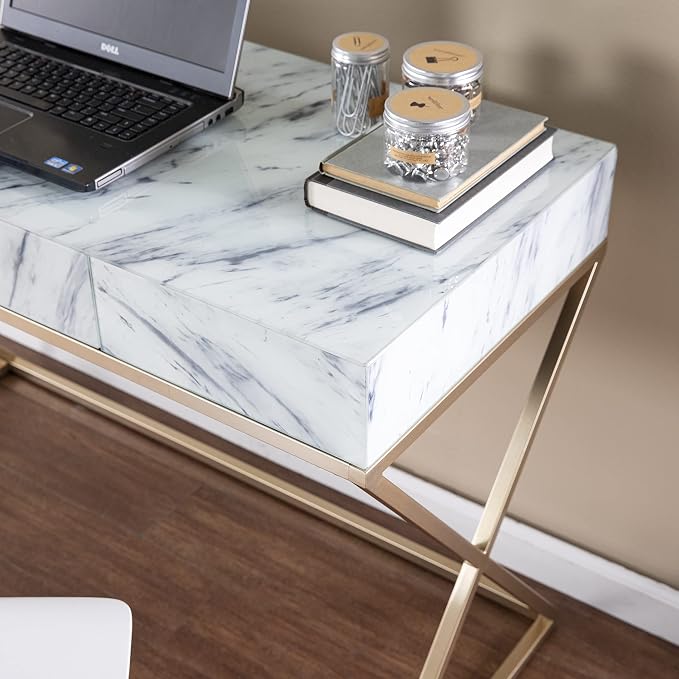 SEI Furniture - Kamblemore Faux Marble Writing Desk - Transitional Design - Image 6