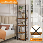 Furologee 6 Tier Tall Bookshelf, Industrial Narrow Bookcase, Display Standing - Image 4