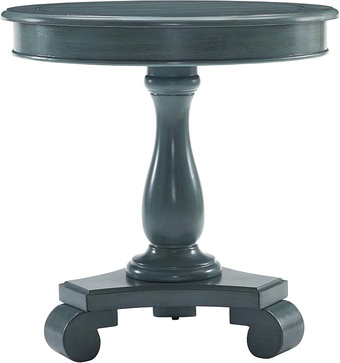 Roundhill Furniture Rene Round Wood Pedestal Side Table, 26D x 26W x 26.5H in - Image 2
