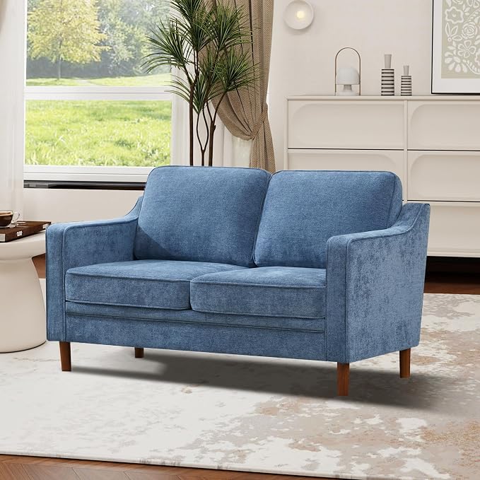 Kingfun 56" Chenille Sofa, Loveseat Couch, Mid Century Modern Love Seat Couches by KINGFUN-Anexcitingoption