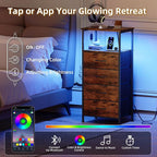 Somdot Tall Nightstand with Charging Station and LED Light - Image 4