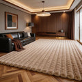 Coffee Rabbit Striped Plush Rug 6'x9', Fluffy Shaggy Area Rug by CHOVY
