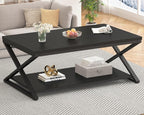 HSH Black Coffee Table Modern, 47 Inch Simple Rectangle Cocktail Table - Image 3