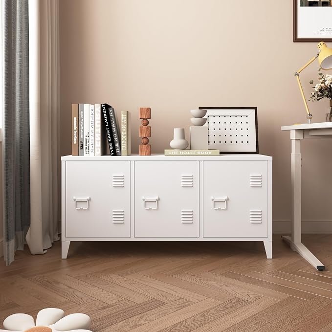 MIOCASA TV Stand 3 Door Metal Storage Locker Cabinet - Image 6
