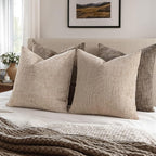 MIULEE Chenille Textured Throw Pillow Covers Oatmeal 16x16 Set of 2 | Slubby - Image 4