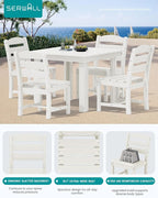 SERWALL Outdoor Dining Set for 4, HDPE Square Table and Chairs Set All Weather - Image 4