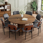 REONEY Dining Chairs Set of 8, Mid-Century Modern Upholstered PU Leather Chairs - Image 3