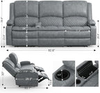 Yolsali 3-Seater Recliner Sofa, Manual Reclining Couch - Image 2