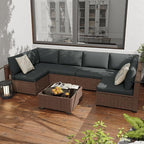 KIGOTY 7-Piece Patio Furniture Set, All-Weather PE Rattan Outdoor Sectional Sofa by KIGOTY