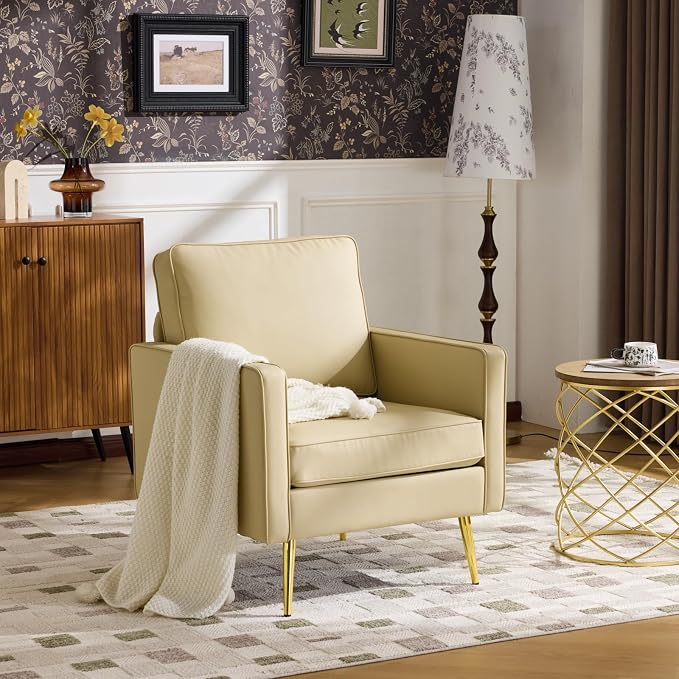 VINGLI Modern PU Leather Accent Chairs Set of 2, Single Sofa Chair - Image 9