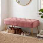 DUHOME Modern Velvet Ottoman Bench, Button-Tufted Upholstered Bedroom Benches - Image 2