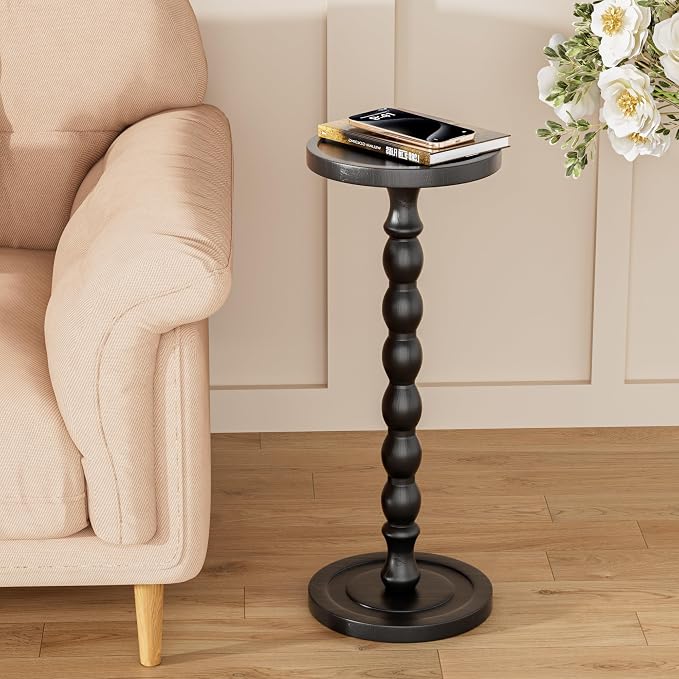 Rubber Wood‌ Small Side Table, Solid Wood‌ Round End Tables - Image 7