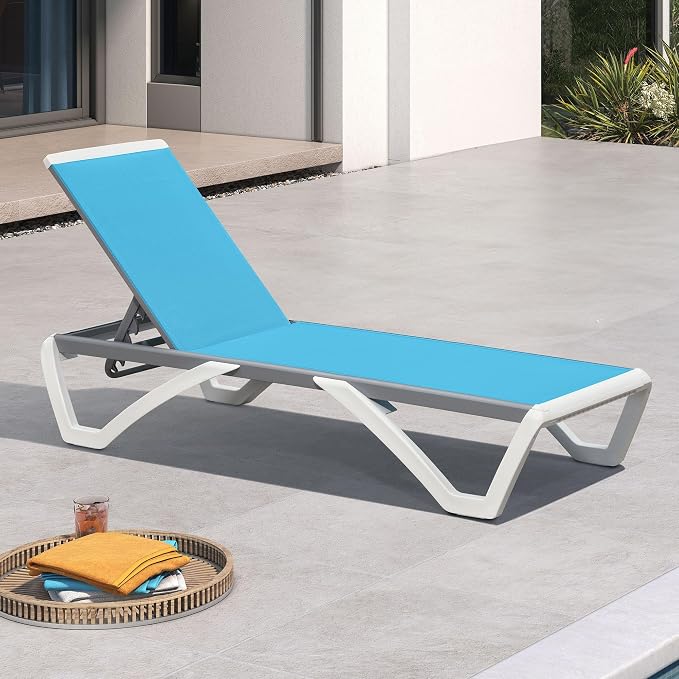 PURPLE LEAF Patio Chaise Lounge Chair Outside Aluminum Plastic Stackable - Image 3