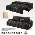 KEIKI 90.2" Modern 3-in-1 Sleeper Sofa Bed – Teddy Fabric 4-Seater Couch - Image 2