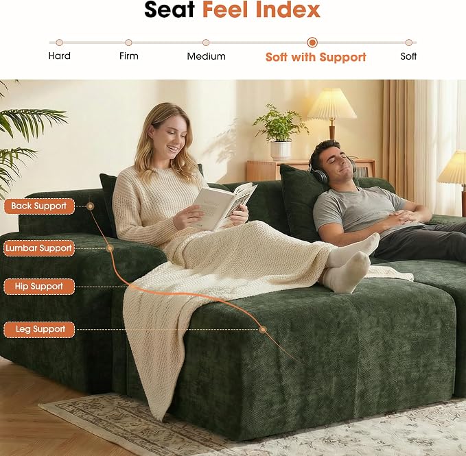 83.5" Boneless Loveseat with 2 Ottoman, Cloud Comfy Sofa Bed, Modular Sofa - Image 7
