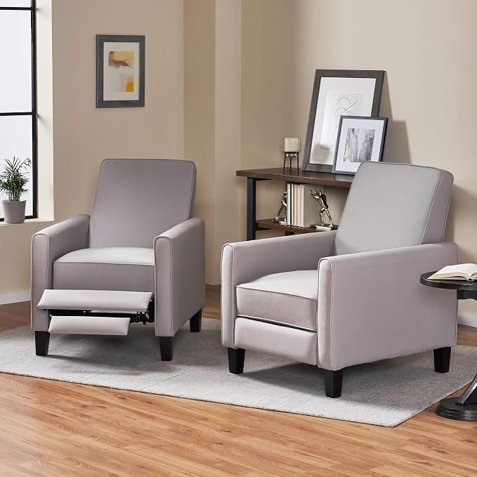 Christopher Knight Home Emmie Fabric Recliner, Light Gray, Dark Brown - Image 2