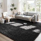4x6 Fluffy Shag Area Rugs for Living Room Bedroom: Soft Plush Carpet Black | by CarpetAddColortoYourLife