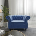 ORRD 2 Pieces Living Room Set, Velvet Couch Chesterfield Sofa Couch Chair - Image 4