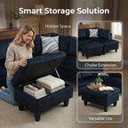 97" L Shaped Couch Set Velvet, Modular Sectional Couches - Image 4