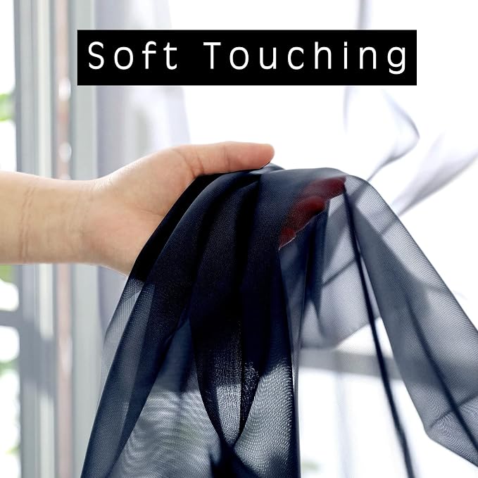 Sheer Curtains 54 inches Long 2 Panels Set, Rod Pocket Curtain Sheers - Image 2