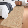 2x6 Bedside Area Rugs for Bedroom Soft Fluffy Shag Beige Rug for Hallway by JiaoBaba