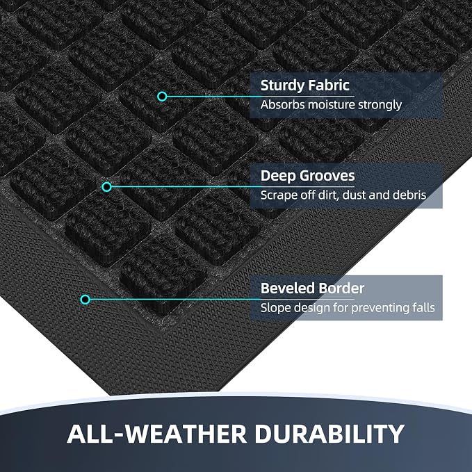 Front Door Mat Outside Entrance, Heavy Duty Waterproof Doormat | 35.5"x24" - Image 3
