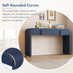 55'' Wood Console Table Sofa Table Entryway Table, Unique Modern Rounded - Image 8