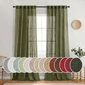 MIULEE Light Olive Green Linen Curtains 52x90 Inch Long 2 Panel by MIULEE