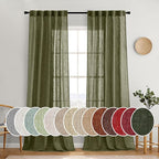MIULEE Light Olive Green Linen Curtains 52x90 Inch Long 2 Panel by MIULEE