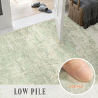 3x14 Washable Runner Rug：Modern Abstract Soft Carpet Green Cream | - Image 7