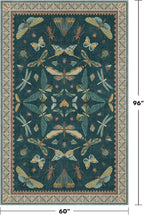 Insect Blue Green Living Room Rug 5x8 - Image 2