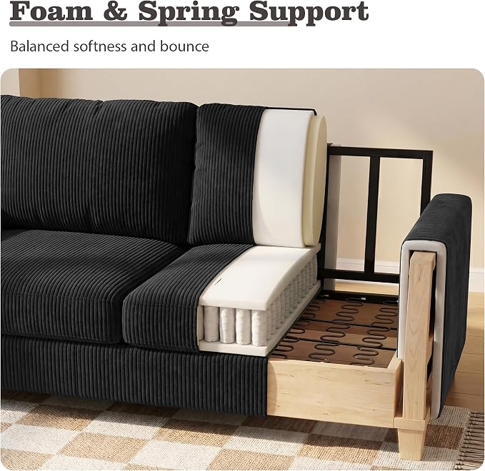 Apicizon 89" Dark Grey Couch for Living Room, Comfy Clound Couch 3 Seater Sofa - Image 6
