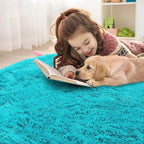 OLANLY Teal Blue Round Rugs for Bedroom - Image 4