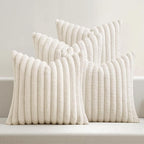 MIULEE Faux Fur Plush Decorative Throw Pillow Covers 18x18, Cream White | Set by MIULEE
