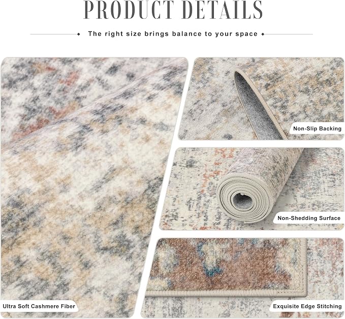 3x14 Washable Runner Rug：Modern Abstract Kitchen Soft Carpet Taupe | - Image 5
