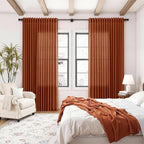 Extra Wide Linen Curtains for Living Room 90 Inches Long Terracotta Light - Image 8
