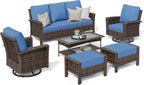 Patio Furniture Set with High Back Swivel Chairs, All-Weather Outdoor Wicker - Image 9