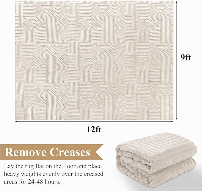 Pauwer 9x12 Area Rugs for Living Room, Modern Non Slip Washable Rug, Soft Fluffy - Image 2