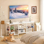 YGEOMER White TV Stand for Up to 55 Inch Tvs, Entertainment Center - Image 5