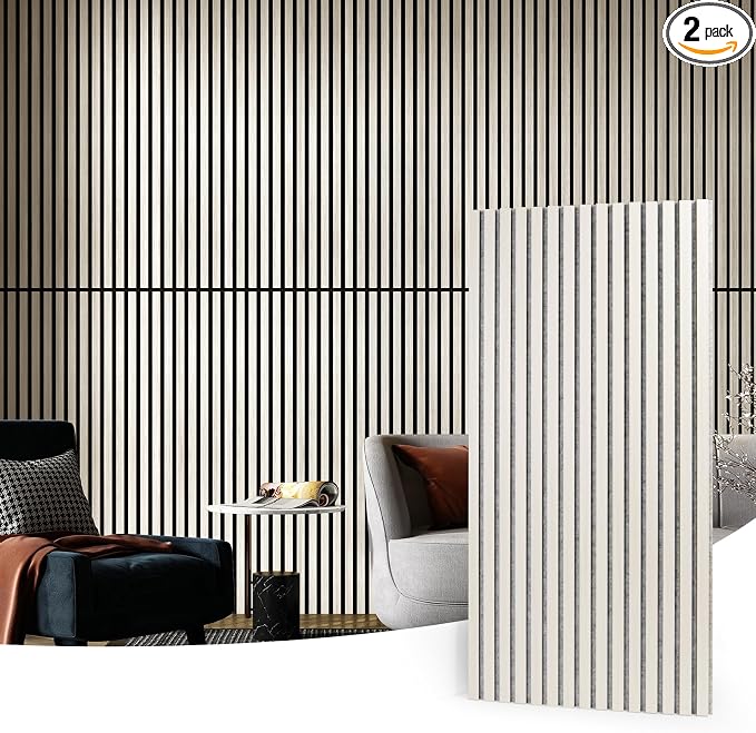 Art3d 2 Wood Slat Acoustic Panels by Art3d