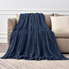 BEDELITE 3D Ribbed Jacquard Pink Fleece Throw Blanket - Image 3