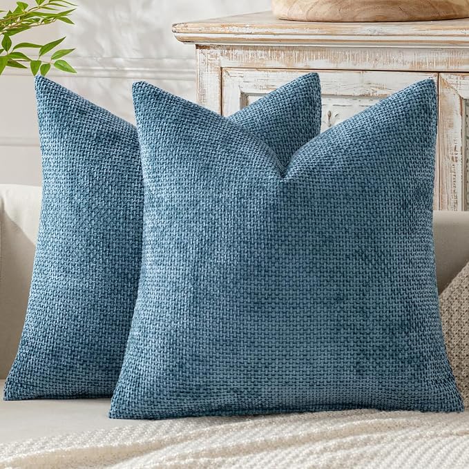 MIULEE Decorative Couch Throw Pillow Covers 20x20 Inch Coastal Blue 2 Pack | by MIULEE
