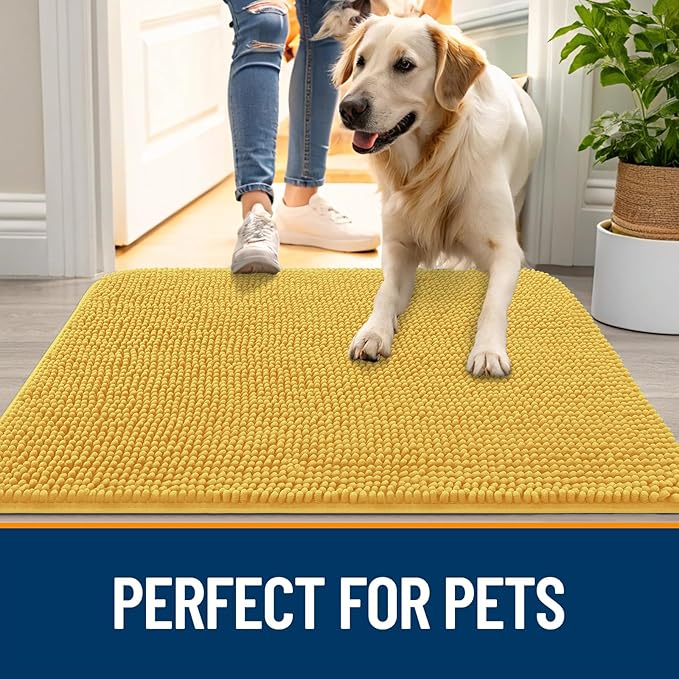 OLANLY Dog Door Mat for Muddy Paws 47x24, Super Absorbent Chenille Mud Mat | - Image 6