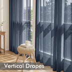 MIULEE Navy Blue Sheer Curtains 84 Inches Long 4 Panels 54 x 84 Inches | Light - Image 5