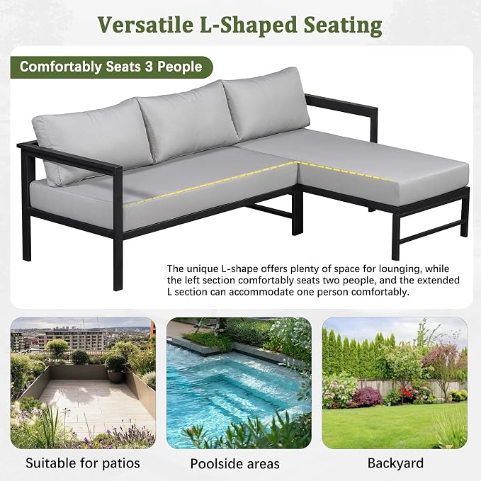 VilroCaz Outdoor L-Shaped Sectional Sofa - Image 6