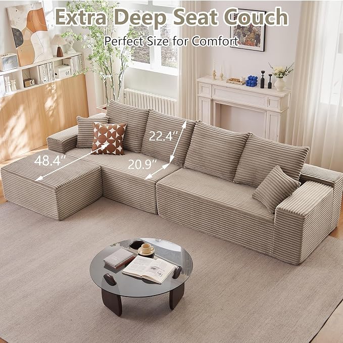 140" Sectional Cloud Couch for Living Room, Modular Floor Deep-Seat Sofa - Image 7
