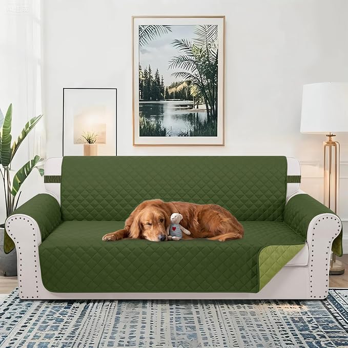 Reversible 4 Seater Sofa Cover 91" Large, Huntergreen | Couch Cover Furniture - Image 2