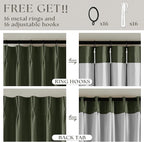 Olive Green Pleated 100% Blackout Linen Curtains 84 Inch Length | Room Darkening - Image 6